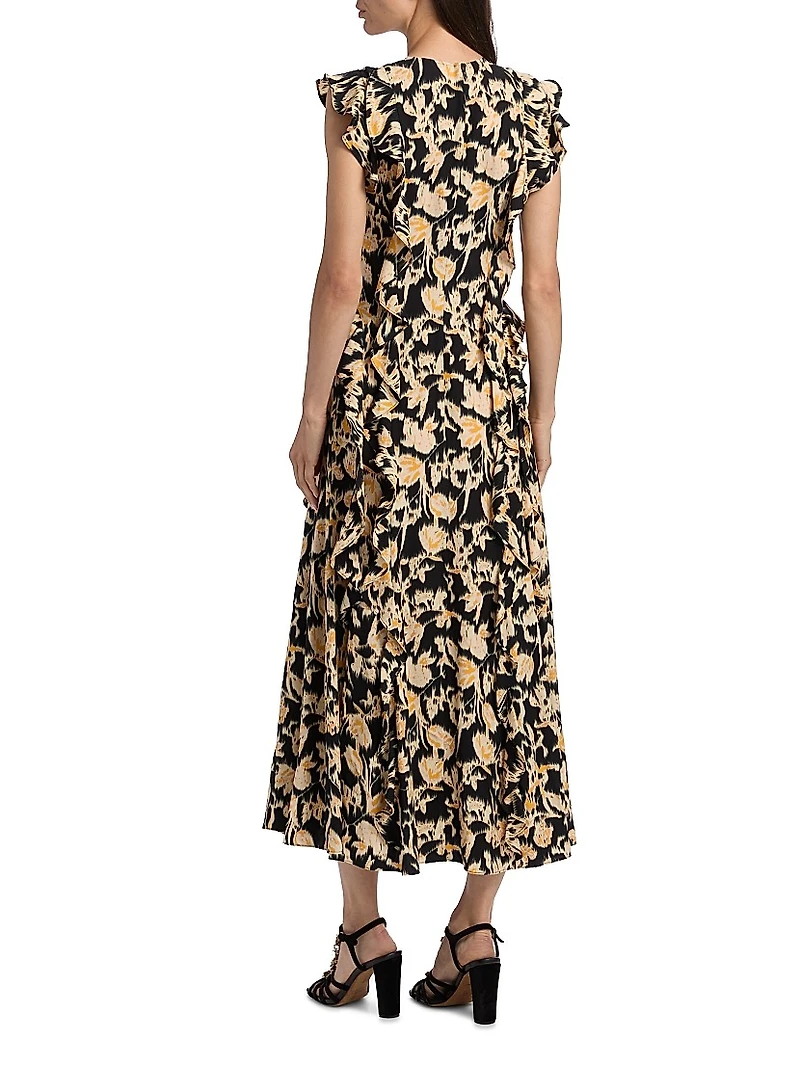 Flo Abstract-Print Sleeveless Midi-Dress
