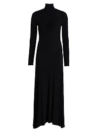 Koa Jersey Ruched-Front Turtleneck Dress