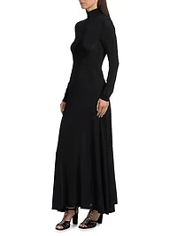 Koa Jersey Ruched-Front Turtleneck Dress