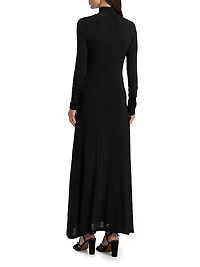 Koa Jersey Ruched-Front Turtleneck Dress