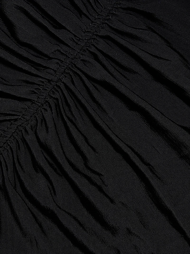 Koa Jersey Ruched-Front Turtleneck Dress