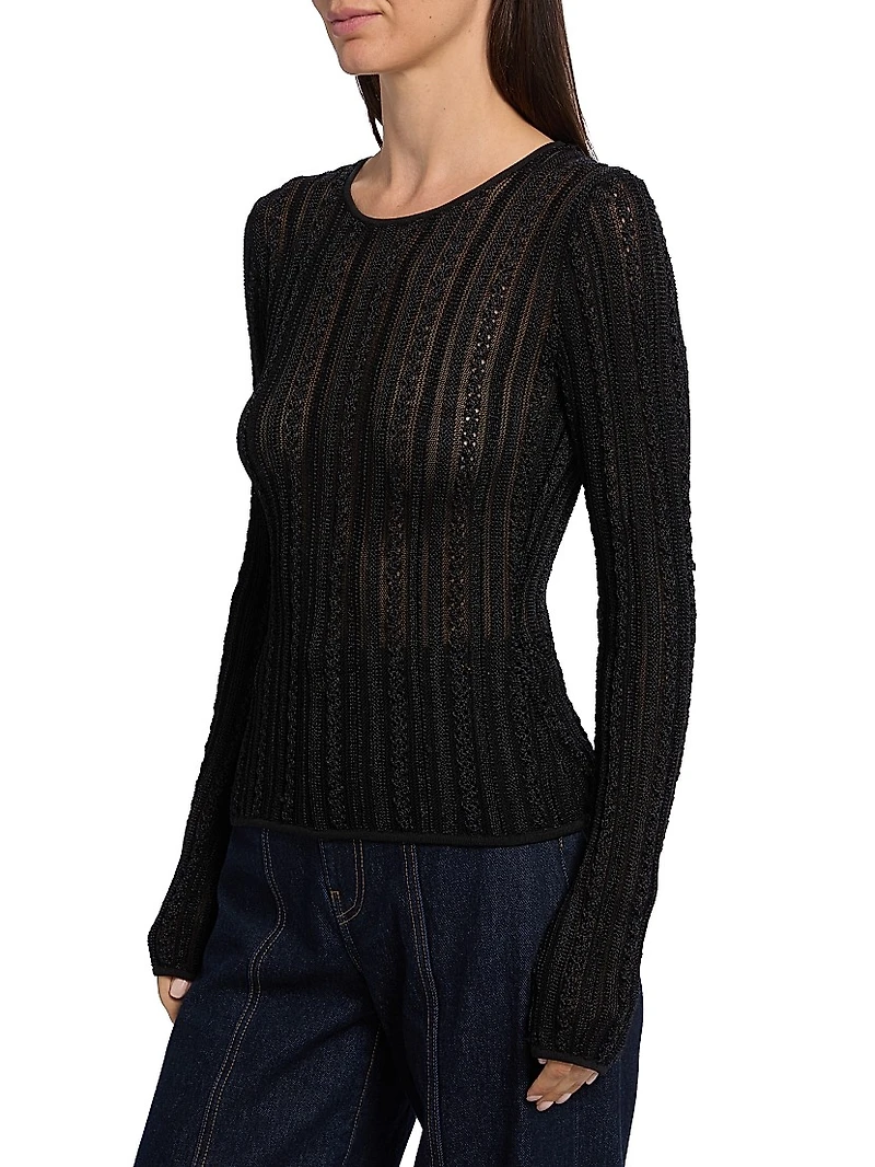 Ardith Stretch-Knit Long-Sleeve Top