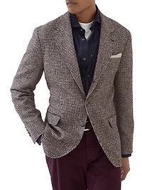 Wool and Alpaca Houndstooth Deconstructed Blazer