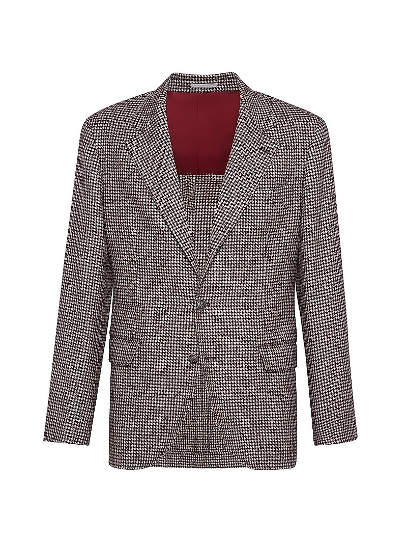 Wool and Alpaca Houndstooth Deconstructed Blazer
