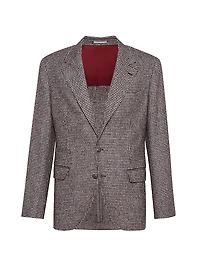 Wool and Alpaca Houndstooth Deconstructed Blazer