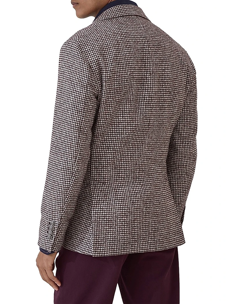 Wool and Alpaca Houndstooth Deconstructed Blazer