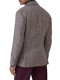 Wool and Alpaca Houndstooth Deconstructed Blazer