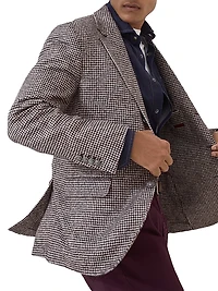 Wool and Alpaca Houndstooth Deconstructed Blazer