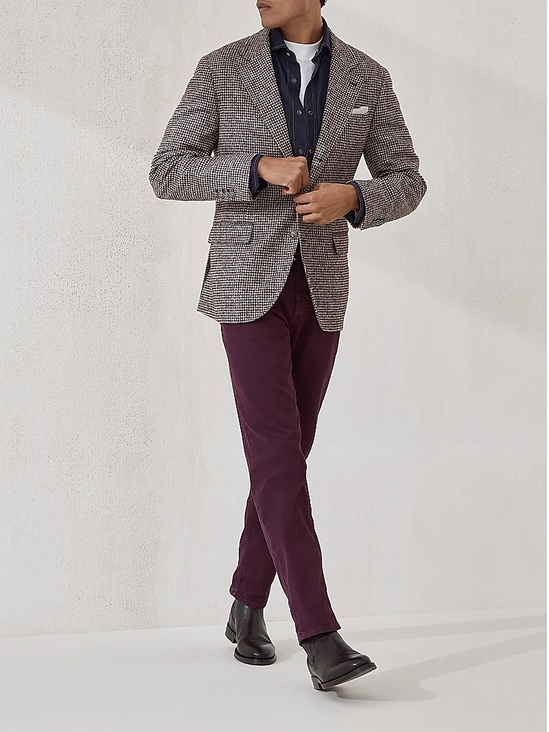 Wool and Alpaca Houndstooth Deconstructed Blazer