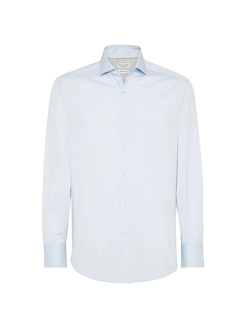 Twill Basic Fit Shirt with Spread Collar