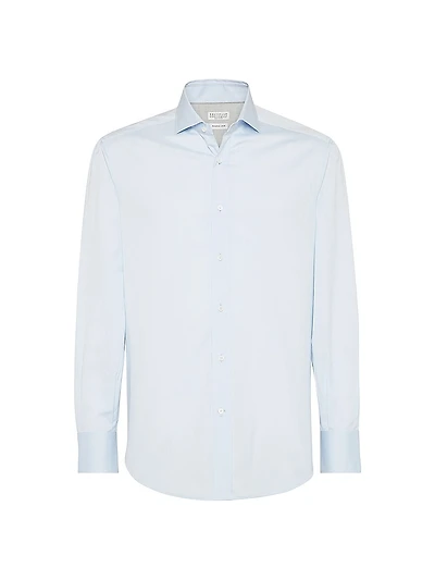 Twill Basic Fit Shirt with Spread Collar