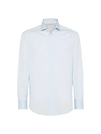 Twill Basic Fit Shirt with Spread Collar