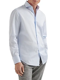 Twill Basic Fit Shirt with Spread Collar