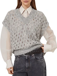 Wispy Mohair and Wool Dazzling Net Sweater Vest