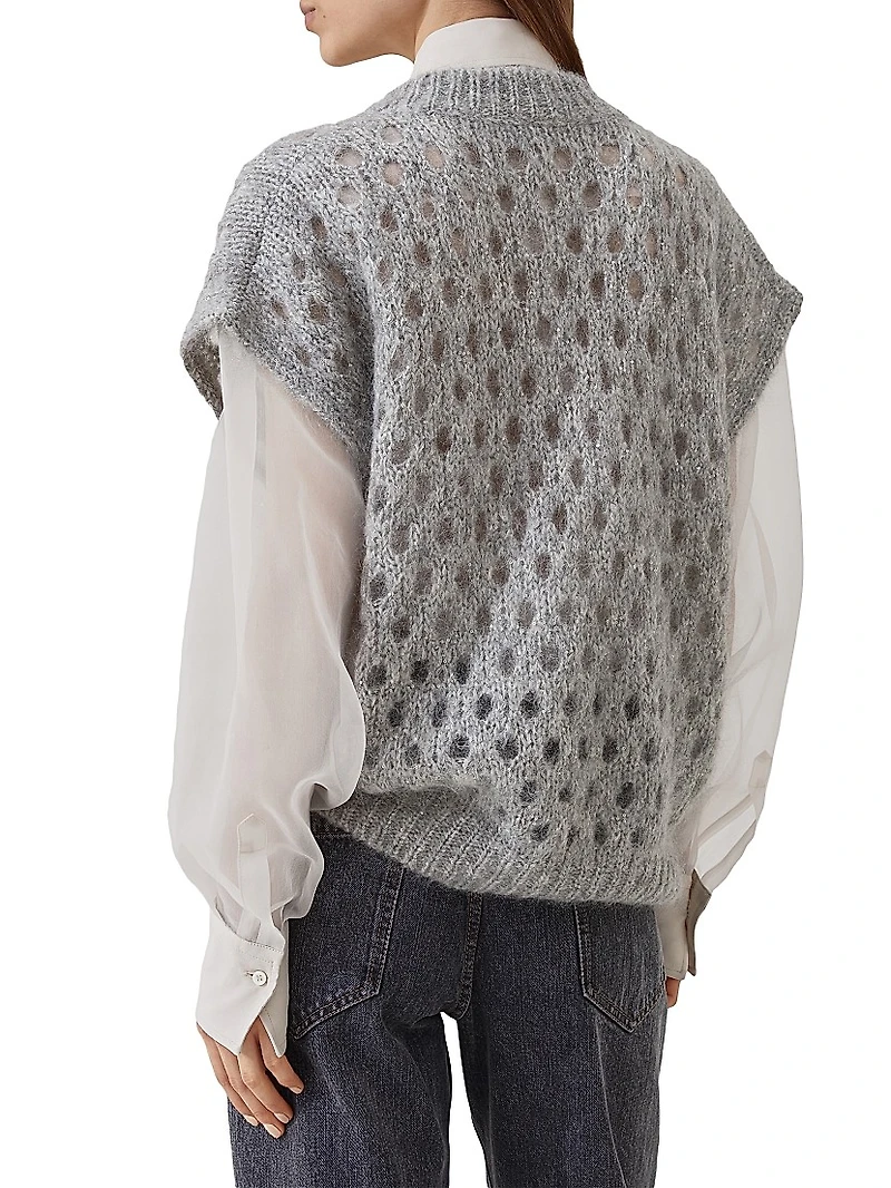 Wispy Mohair and Wool Dazzling Net Sweater Vest