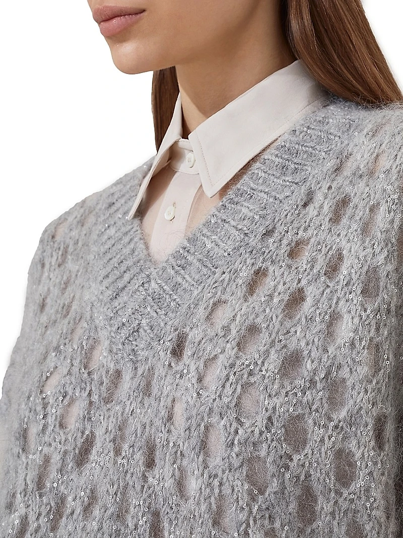 Wispy Mohair and Wool Dazzling Net Sweater Vest