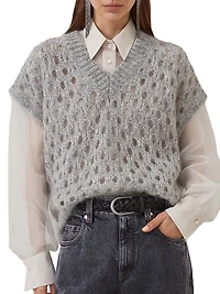 Wispy Mohair and Wool Dazzling Net Sweater Vest