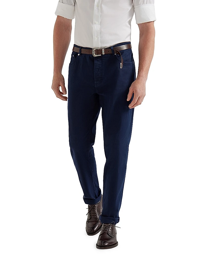 Garment Dyed Comfort Lightweight Denim Traditional Fit Five Pocket Jeans