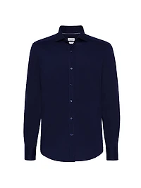 Cotton Piqué Basic Fit Shirt with Spread Collar