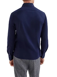 Cotton Piqué Basic Fit Shirt with Spread Collar