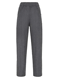 Virgin Wool and Cashmere Twill Flannel Baggy Trousers