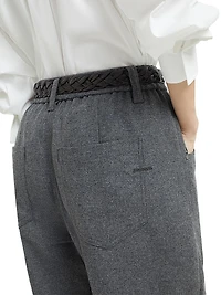 Virgin Wool and Cashmere Twill Flannel Baggy Trousers