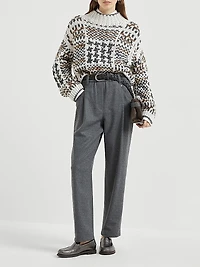 Virgin Wool and Cashmere Twill Flannel Baggy Trousers