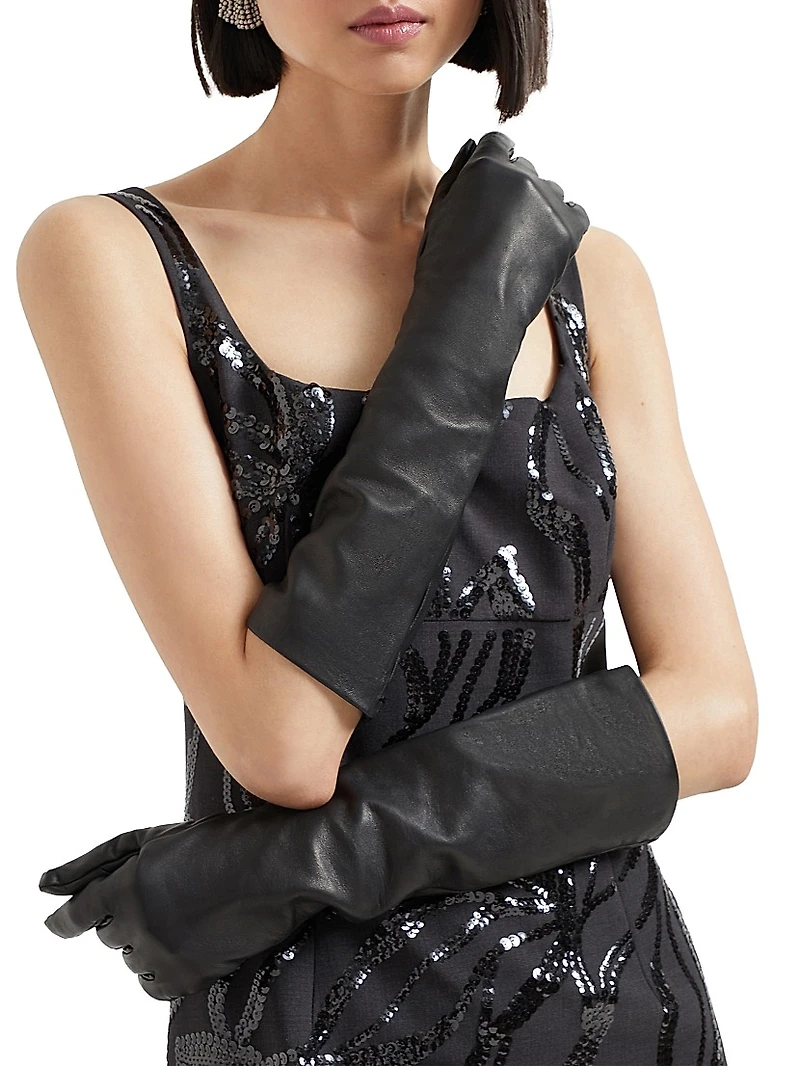 Soft Nappa Leather Long Gloves