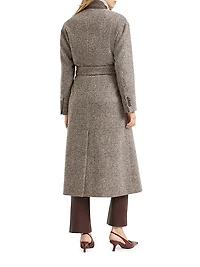 Virgin Wool and Silk Mélange Diagonal Belted Coat