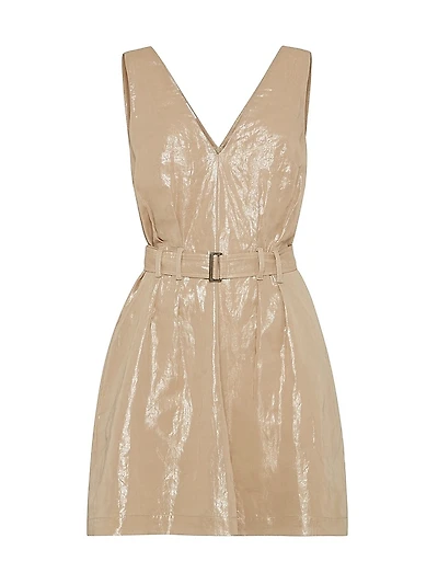 Lamé Cotton Gauze Mini Dress with Belt