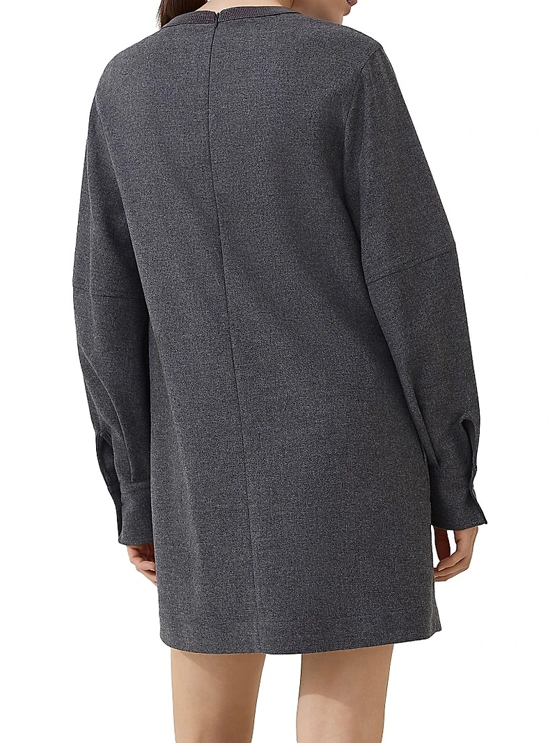 Virgin Wool and Cashmere Twill Flannel Dress