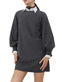 Virgin Wool and Cashmere Twill Flannel Dress