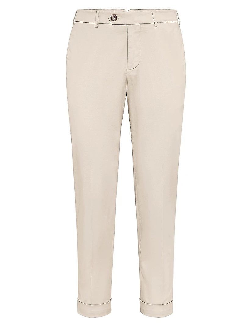 Garment Dyed Italian Fit Trousers Cotton Gabardine