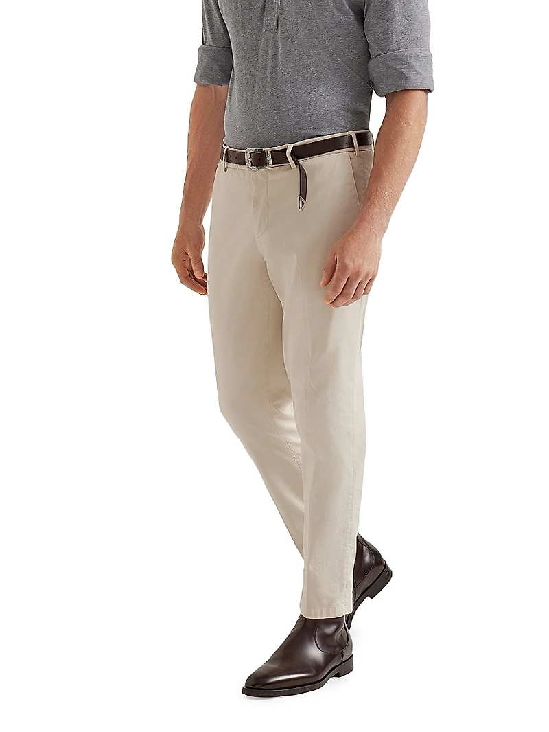 Garment Dyed Italian Fit Trousers Cotton Gabardine