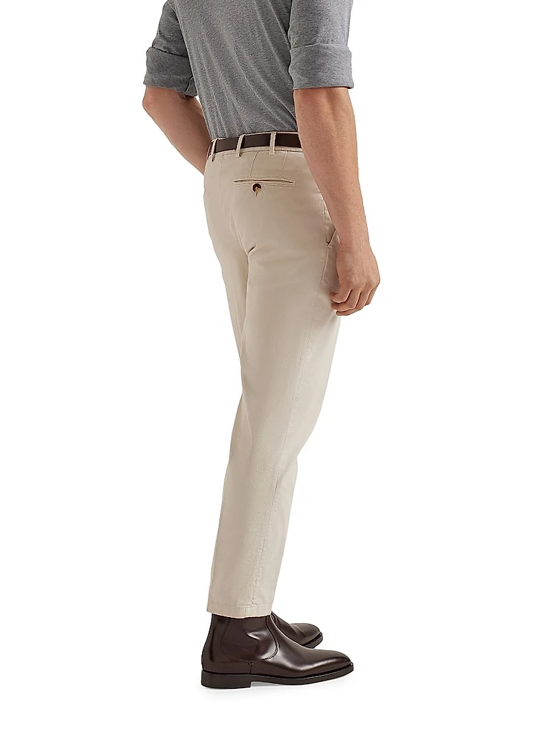 Garment Dyed Italian Fit Trousers Cotton Gabardine