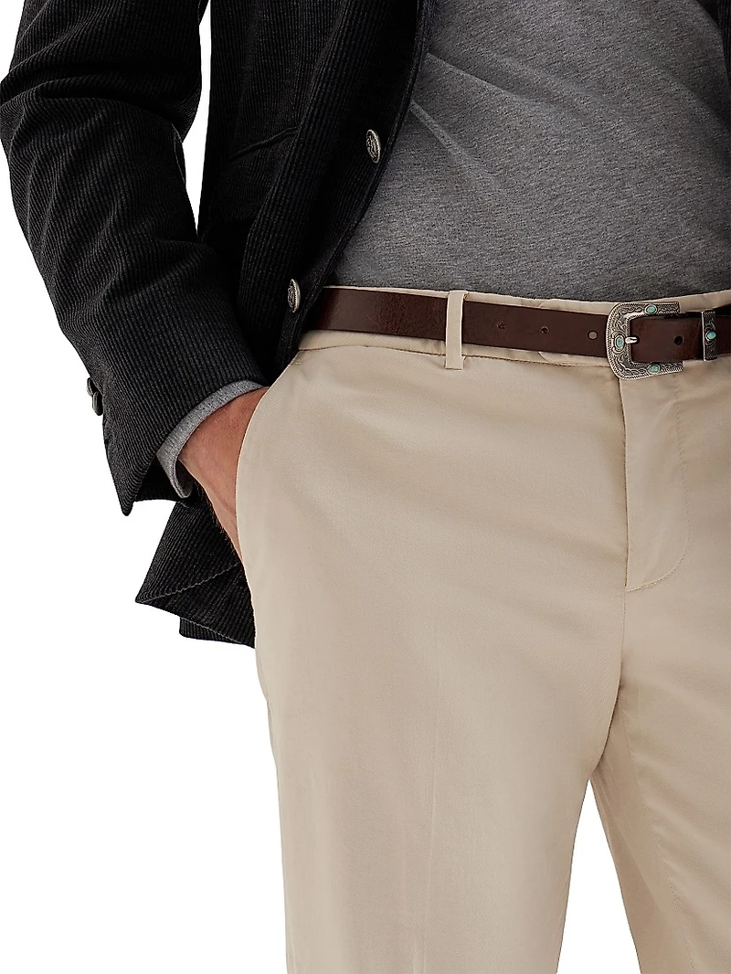 Garment Dyed Italian Fit Trousers Cotton Gabardine