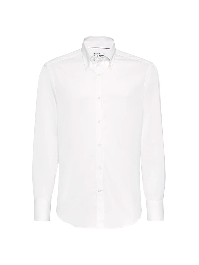 Twill Slim Fit Shirt with Button Down Collar