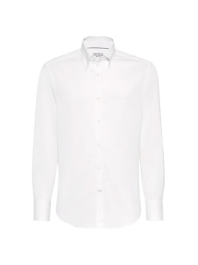 Twill Slim Fit Shirt with Button Down Collar