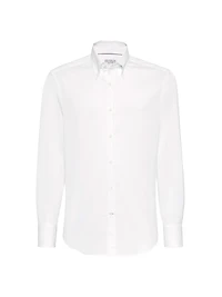 Twill Slim Fit Shirt with Button Down Collar