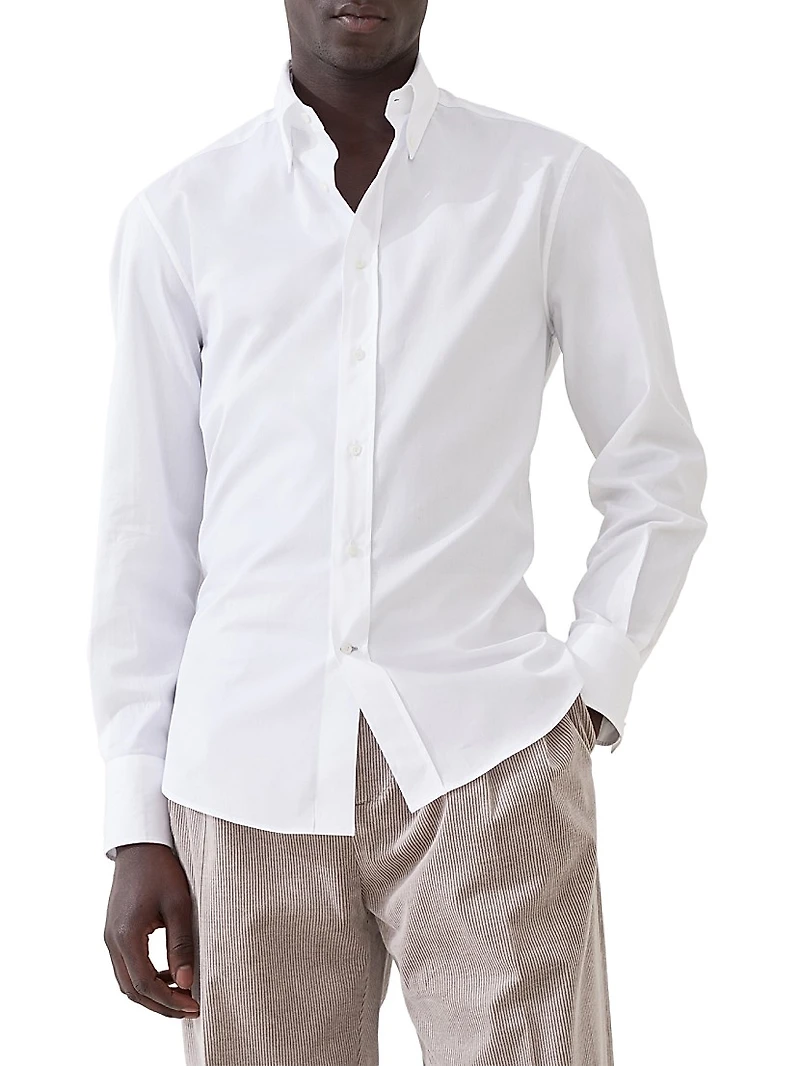 Twill Slim Fit Shirt with Button Down Collar