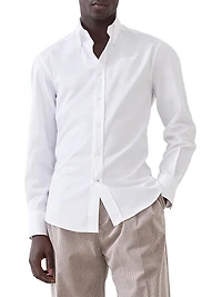 Twill Slim Fit Shirt with Button Down Collar