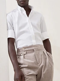 Twill Slim Fit Shirt with Button Down Collar