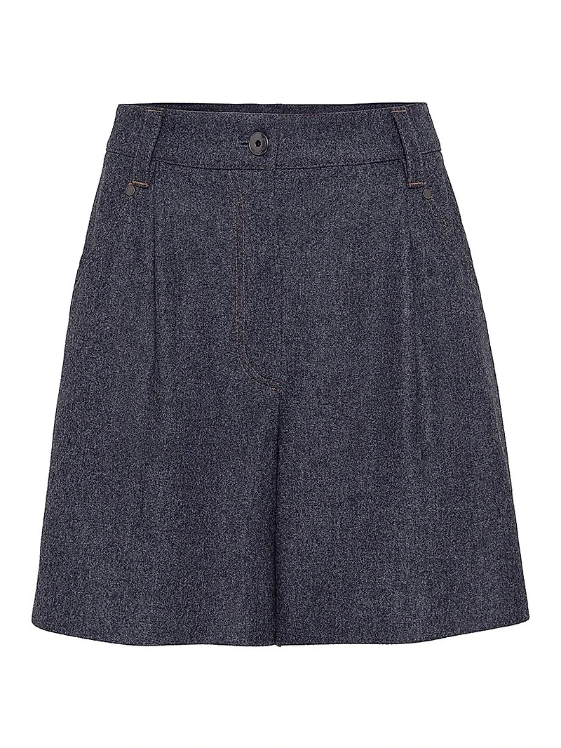 Virgin Wool Flannel Baggy Shorts