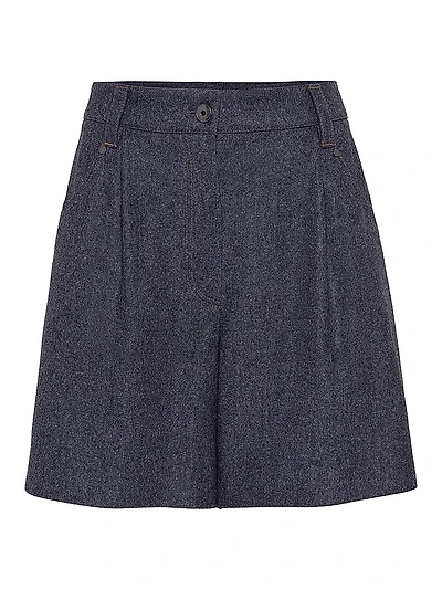 Virgin Wool Flannel Baggy Shorts