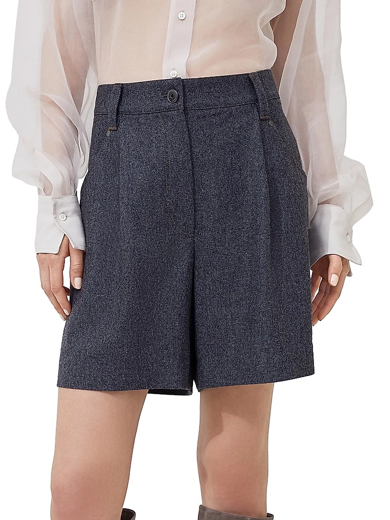 Virgin Wool Flannel Baggy Shorts