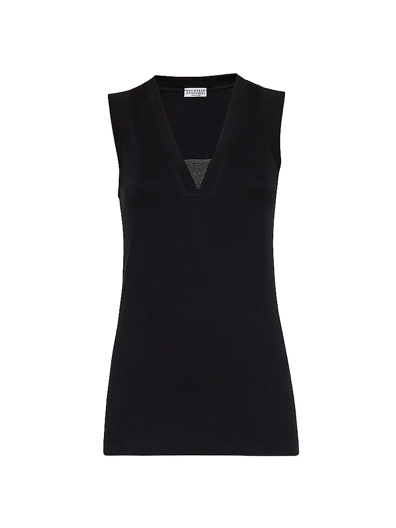 Stretch Cotton Ribbed Jersey Top