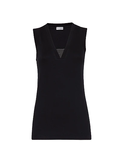 Stretch Cotton Ribbed Jersey Top
