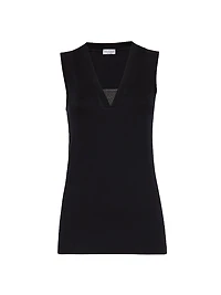 Stretch Cotton Ribbed Jersey Top