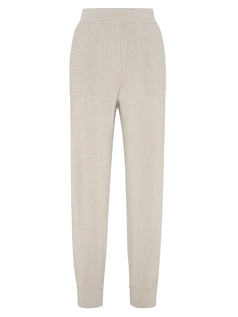 Sparkling Cashmere English Rib Knit Trousers