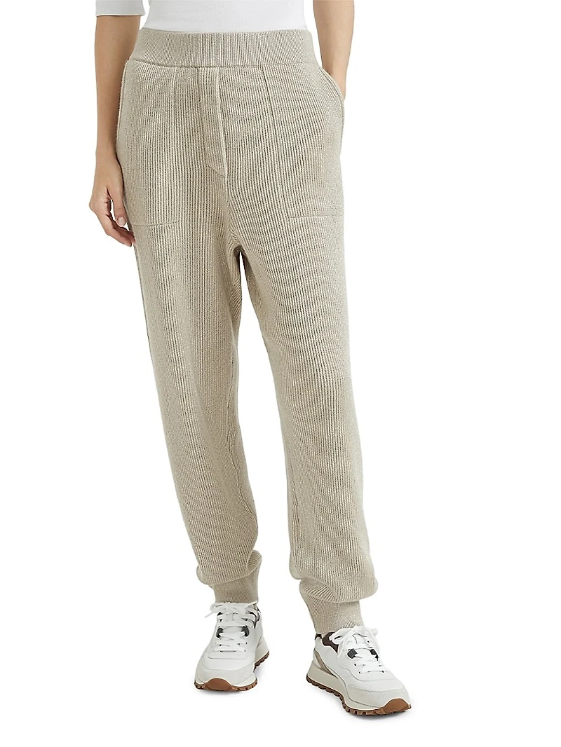 Sparkling Cashmere English Rib Knit Trousers